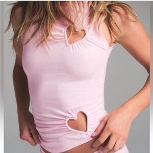 NWT Cotton Jersey Heart Tank Cherry Blossom Large